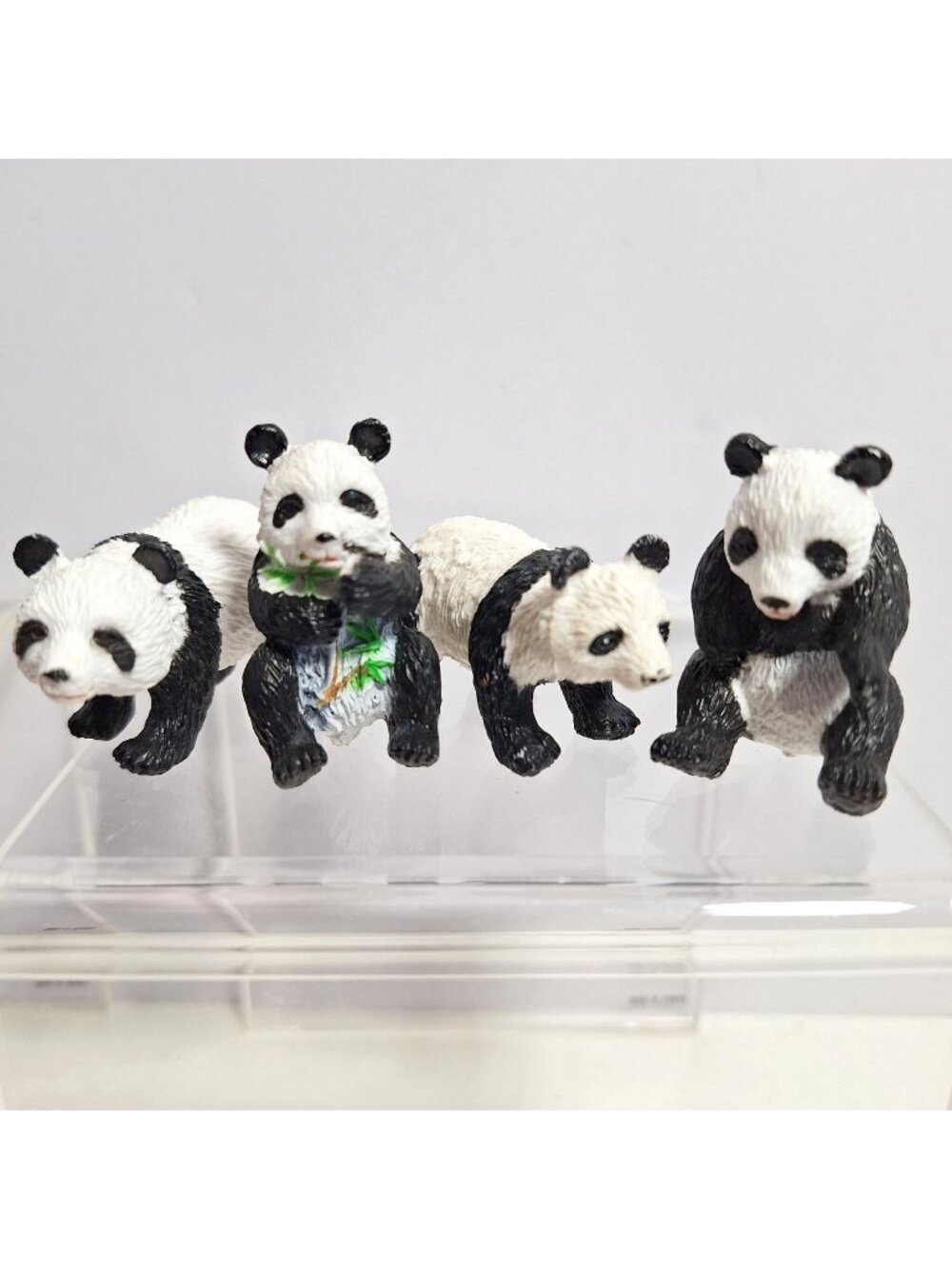 Safari Panda Miniature 2" 4 Figures Standing Sitting Holding Eating Bamboo Ltd